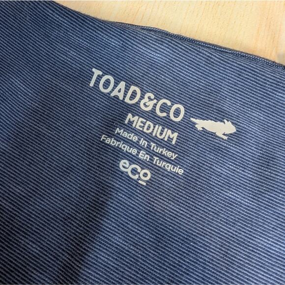 Toad&Co Cue Wrap Cafe Dress Blue Midi Size Medium POCKETS! - Picture 5 of 8